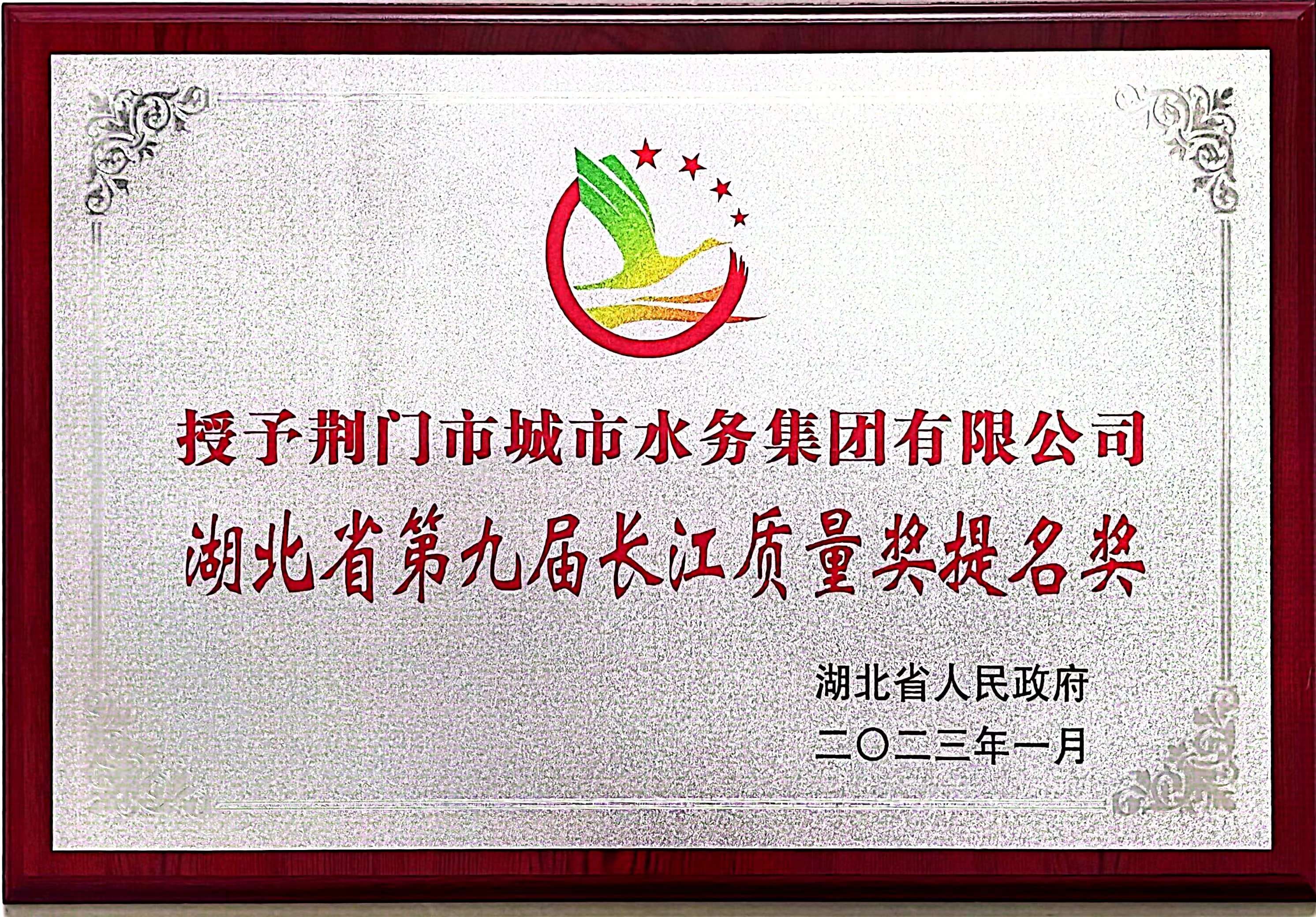 第九届长江质量奖提名奖